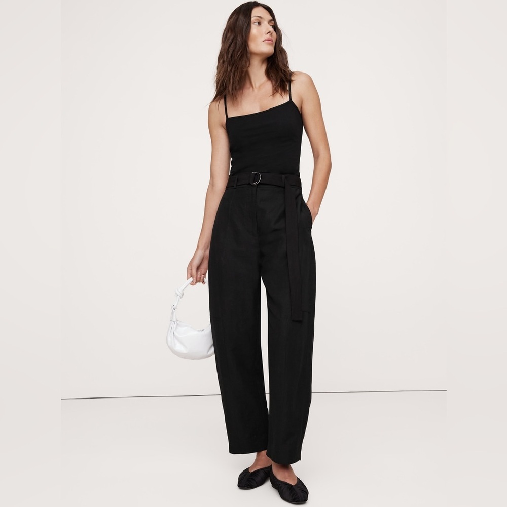 NWT Banana Republic High Rise Barrel Tencel Linen Black Pants Sz 18 (#713482)